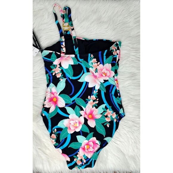 La Blanca One Piece Swimsuit 12 One Shoulder Floral Tropical NEW - Picture 7 of 8